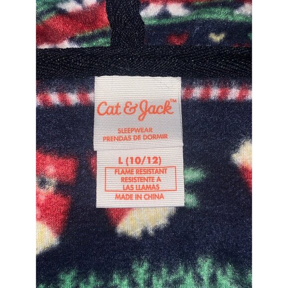 Cat & Jack Junior Christmas-Themed Hooded Fleece Pajamas With Pockets Size Large - Picture 8 of 10